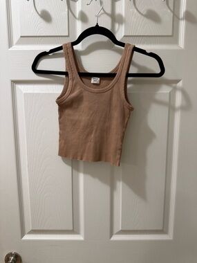 Sunday Best Ribbed Crop Tank in Taupe